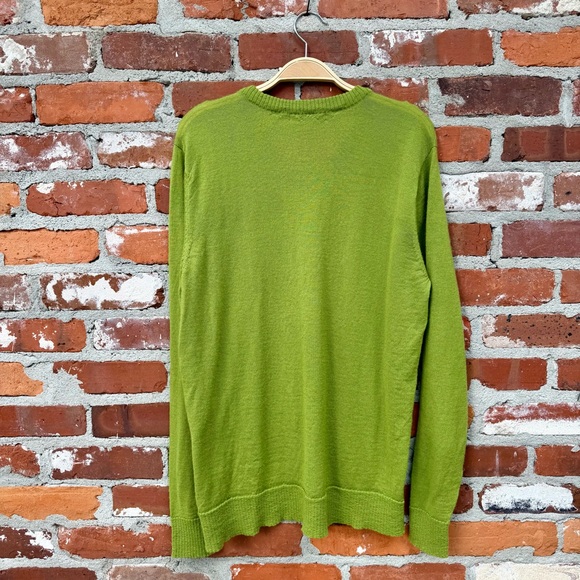 Smartwool Merino Wool V-Neck Sweater Green Chartreuse Knit Pullover Men’s Medium - Picture 5 of 8
